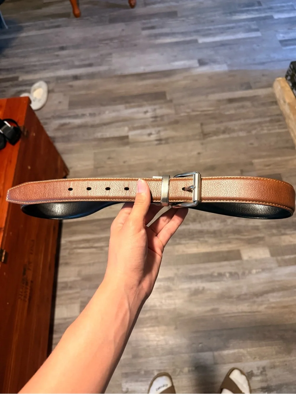 Reversible Brown and Black Leather Men's Belt